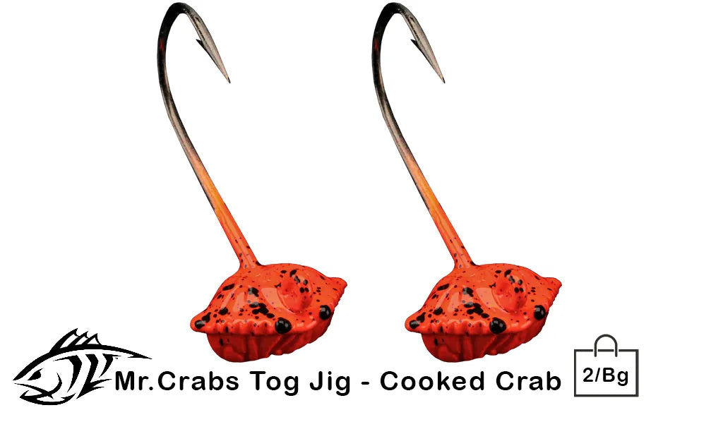 crab wobbler fishing lure Lunker City 3/4oz Mr. Crabs Tog Jigs 2/Bag Cooked Crab