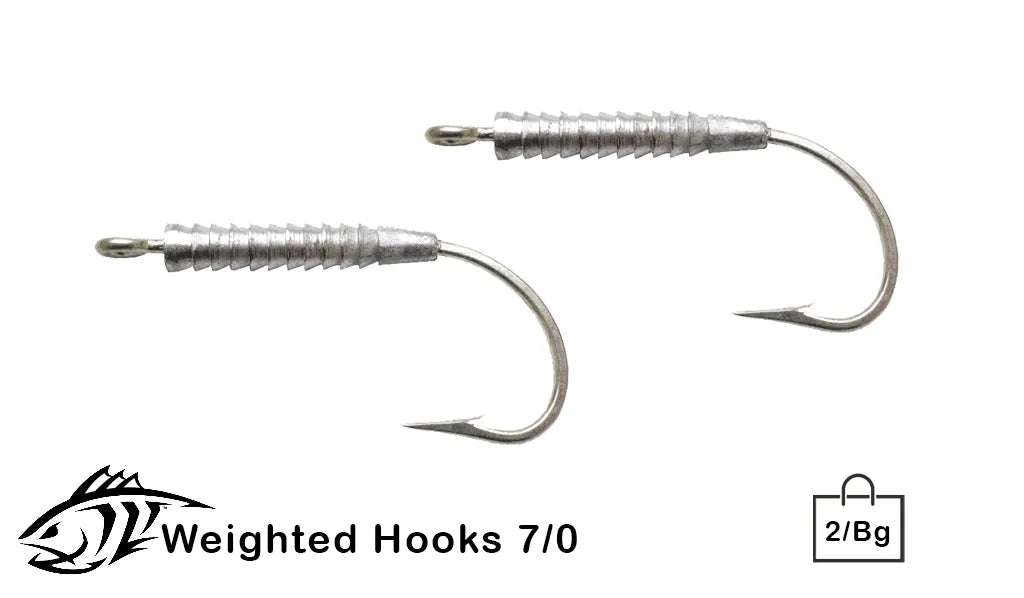 chin weight hooks Angler Bait TackleWest the Lunker City Pro Weighted Hooks are a perfect way to change the action and increase your hook up ratios when using soft jerkbait style lures. Mustad Sz 8/0 Live Bait